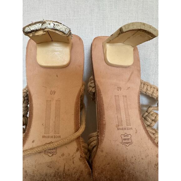 MIISTA Stephanie Coffee Milk Rope Sandal Heels Sz 40 - Picture 7 of 14